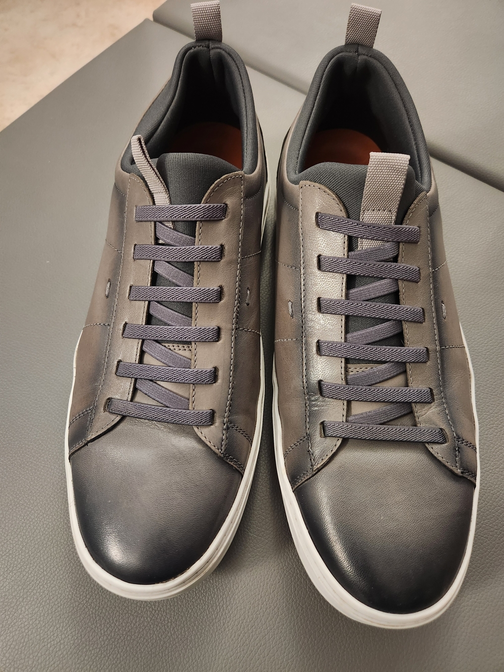 Martin Dingman Men's Dark Grey Leather Suede Low-Top Sneakers